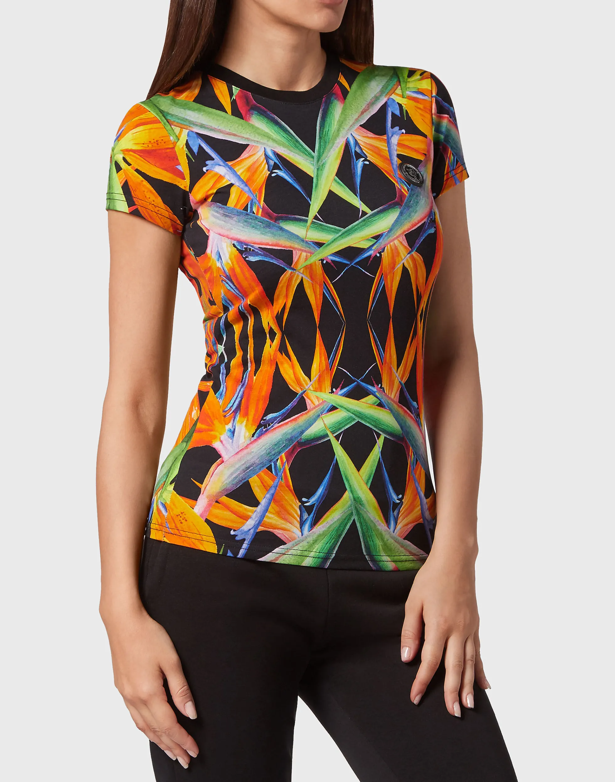 Women Plein Sport T-Shirt Round Neck Sexy Pure Fit
